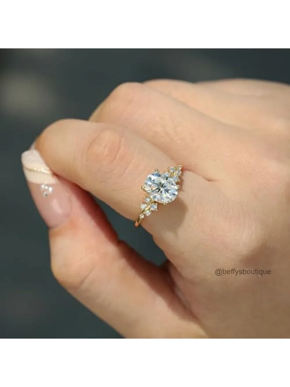 14k Gold Plated 925 Sterling Silver Eternity Ring CZ Oval Wedding Band